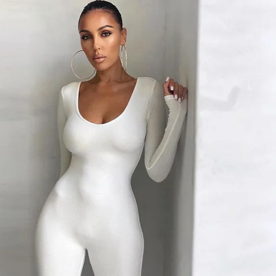 Ribbed Longsleeve Tummy Control Snatch Jumpsuit